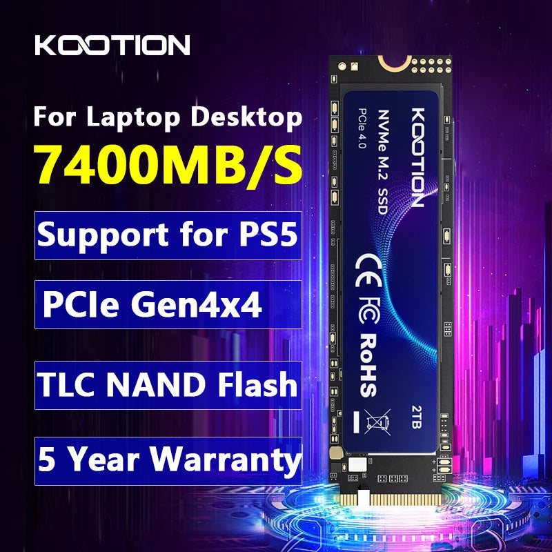 KOOTION X16Plus SSD NVMe M2 1TB 2TB 512GB Internal Solid State Hard Disk PCIe 4.0x4 2280 SSD M.2 Drive for PS5 Laptop PC - Shopifynow