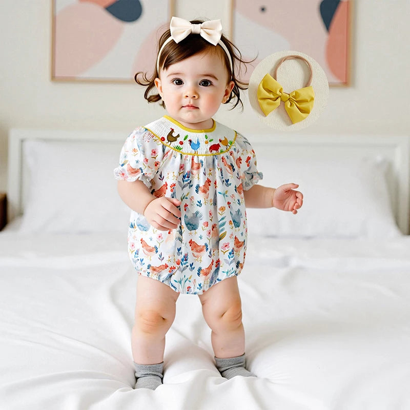 Adorable Toddler Floral Print Sleeveless Romper with Matching Bow Headband Set for Summer Outings and Playdates Shopifynow