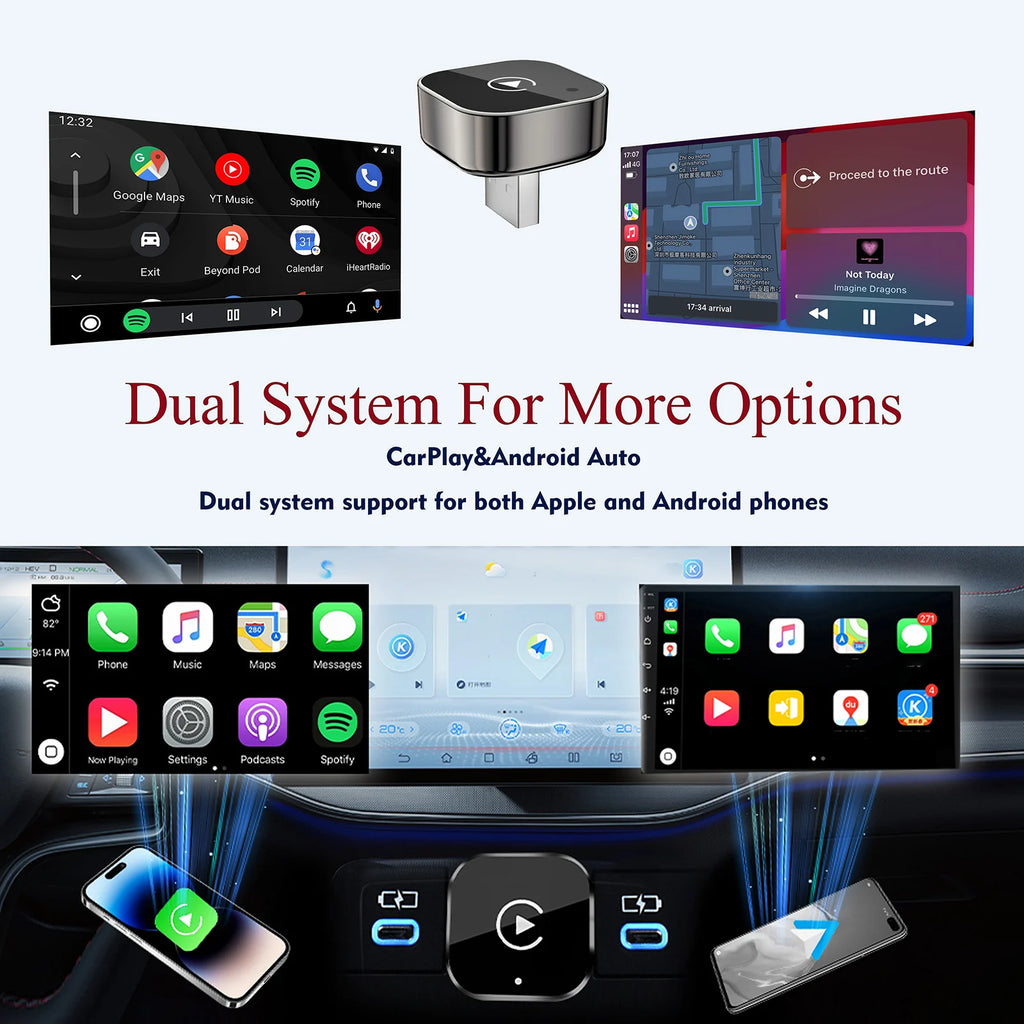 Wireless CarPlay Adapter for iPhone -Mini Plug & Play Auto Connect, 5GHz WiFi Low Latency, iOS 10+ Compatible with Wired CarPlay - Shopifynow