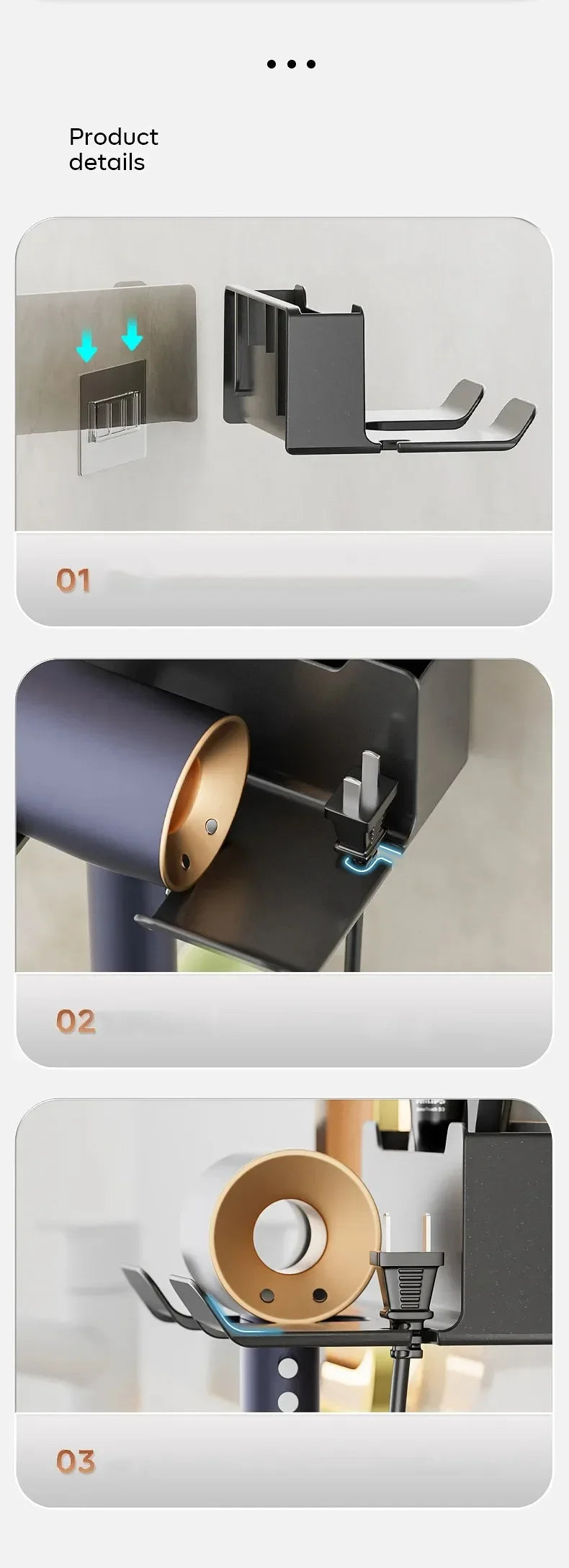 Hair Dryer Holder Wall Dryer Cradle Straightener Stand Hairdryer Organizer Box Toilet Blower Holder Shelf Bathroom Accessories Shopifynow