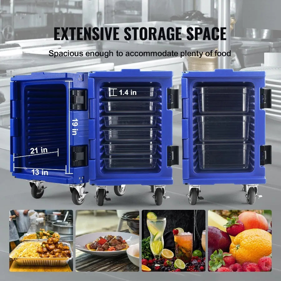 Insulated Food Pan Carrier 82 Qt Hot Box for Catering LLDPE Food Box Carrier w OnePiece Buckle Front Loading Food Warmer w Han