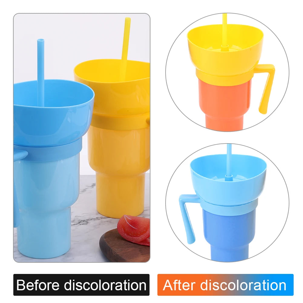 1000ml 2 In 1 Portable Snack Bowl Drink Cup Leak-Proof with Straw Stadium Tumbler Water Bottle Splash Proof for Cinema Travel Shopifynow