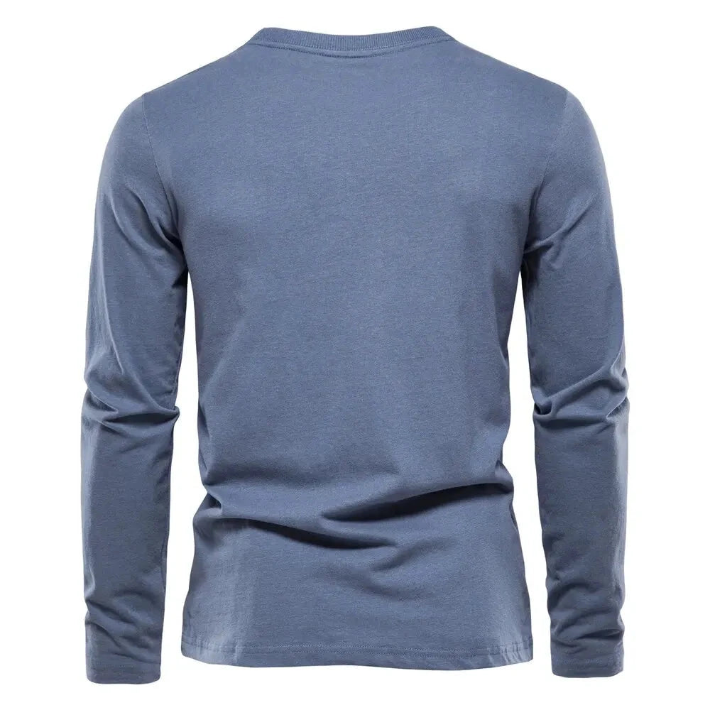 100% Cotton Long Sleeve T Shirt For Men Solid Spring Casual Mens T-shirts High Quality Male Tops Classic Clothes Men's T-shirts Shopifynow