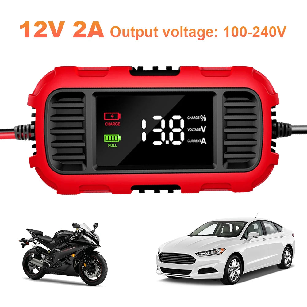 12V 2A Motorcycle Battery Charger Smart Battery Charging Tool Car Motorcycle Lead Acid Battery Charger for Car Truck Battery Shopifynow