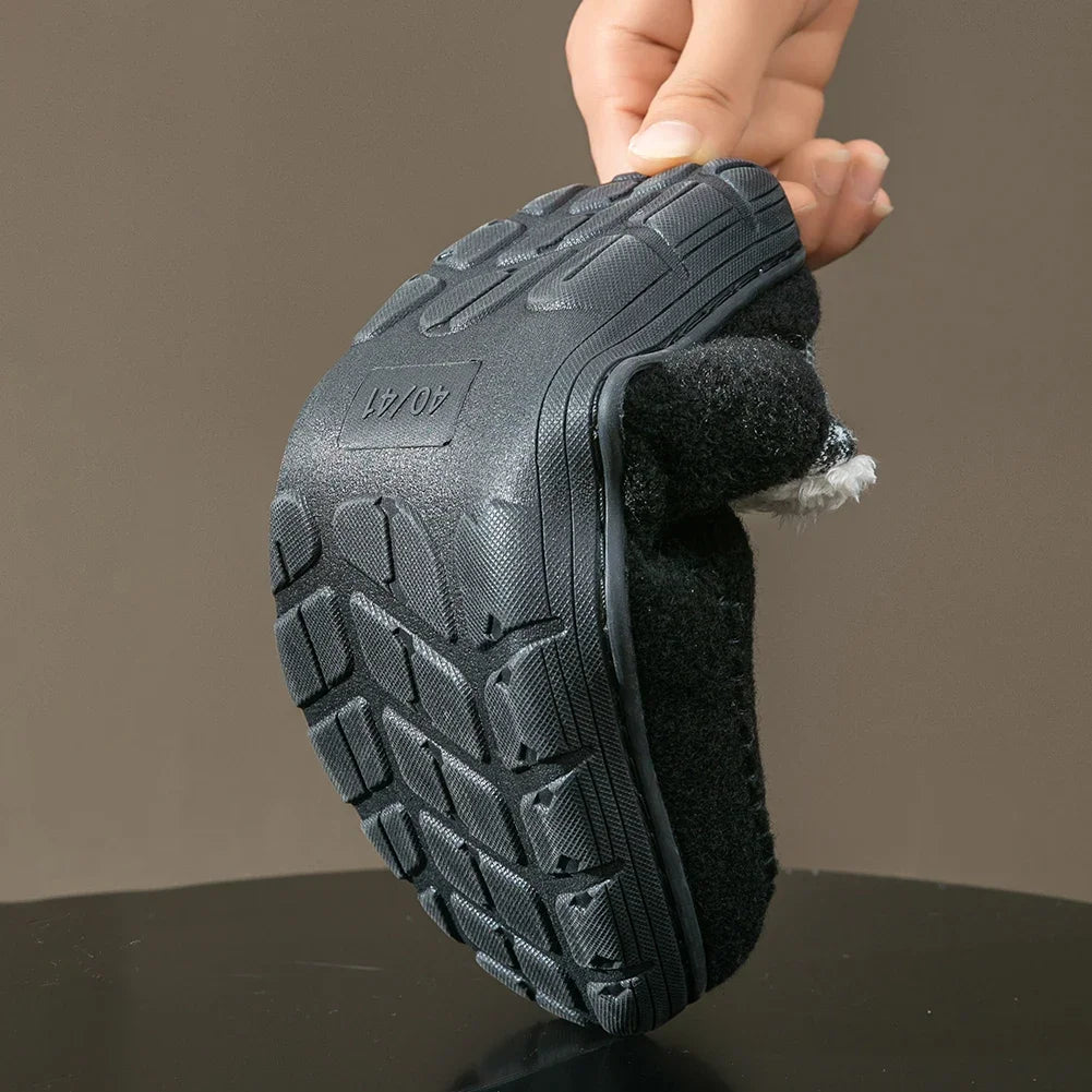 Winter Slippers for men Mark Line Sole Comfortable Felt Warm Non Slip Soft Memory Foam Cushion House Shoes Shopifynow