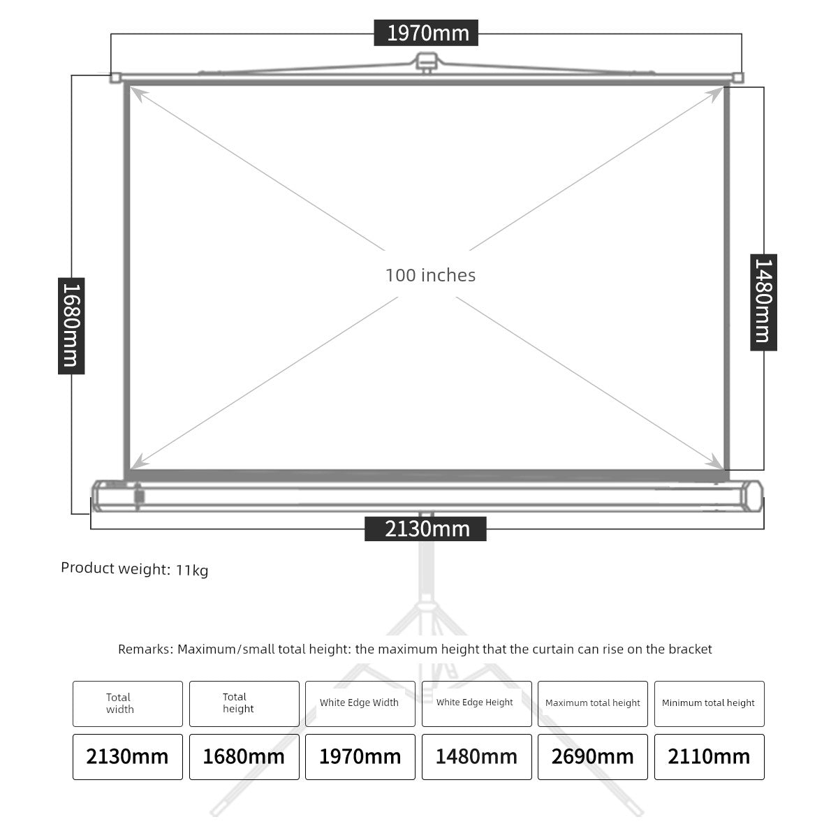 Deli Hanging Projection Screen Curtain Electric Remote Control 100-Inch 4:3 Projection Curtain Office For Home Projector Curtain 120-Inch 16:10 Tripod Screen Wall Screen 84-Inch Shopifynow