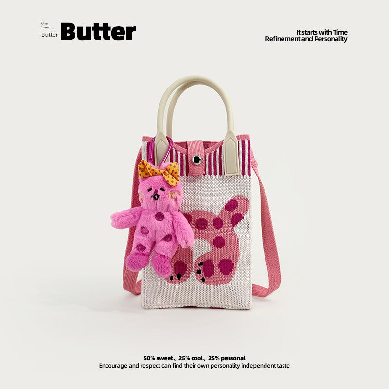 Butter Korean Style New Arrival Florals Cute Knitted Bag Versatile Handheld Mini Shoulder Adjustable Messenger Bag Coin Purse Shopifynow