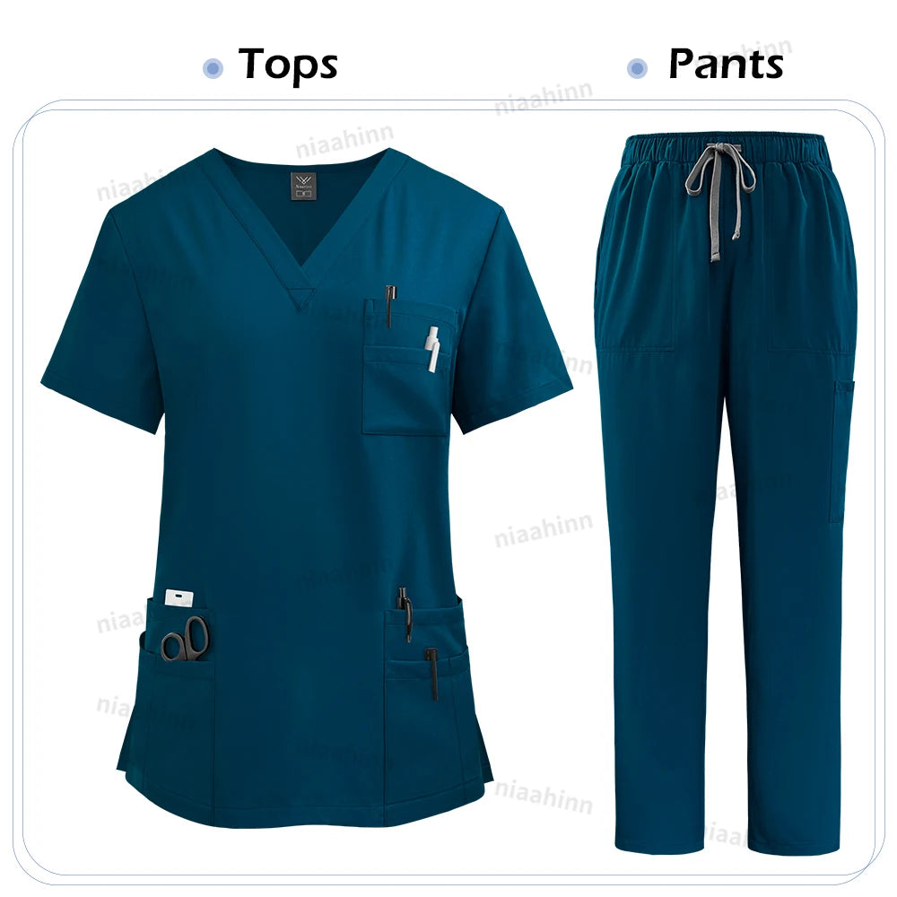 High Quality Medical Clothing for Women Uniform Nurse Lab Coat Unisex Wholesale Tops and Pants Suits Nursing Scrubs Uniforms Set - Shopifynow