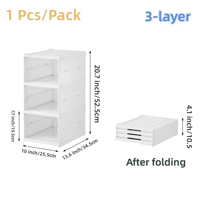 6 Layers Shoes Box Foldable Transparent Sneaker Shoe Storage Organizers Box Stackable Dustproof High-top Cabinet Shoe Rack Shelf - Shopifynow