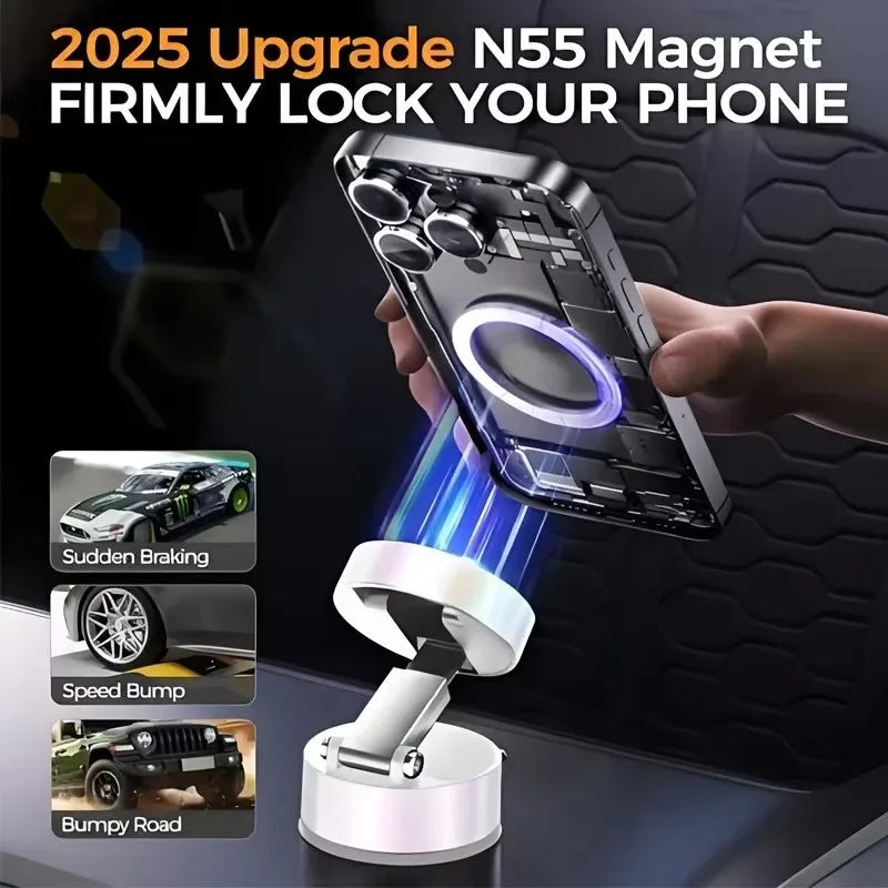 360° Rotatable Vacuum Magnetic Phone Holder Ultra-Strong Magnet Foldable Universal Car Holder for iPhone 16 15 14 13 12 Pro Max Shopifynow