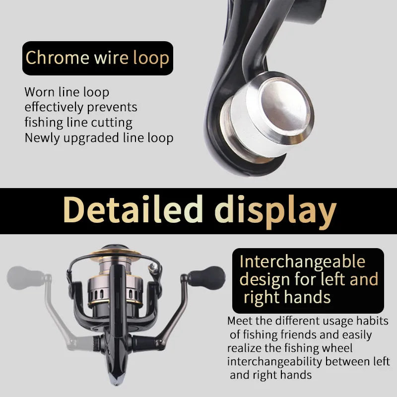 1 Piece Two-Hand Rotating Fishing Reel, He1000-7000 Series, 5.2:1 Gear Ratio, 22.05lb Extraction, Smooth and Sensitive Aluminum Alloy Body, Pa Nylon, Left/Right Hands Can Be Changed, Suitable for Freshwater and Saltwater - Shopifynow