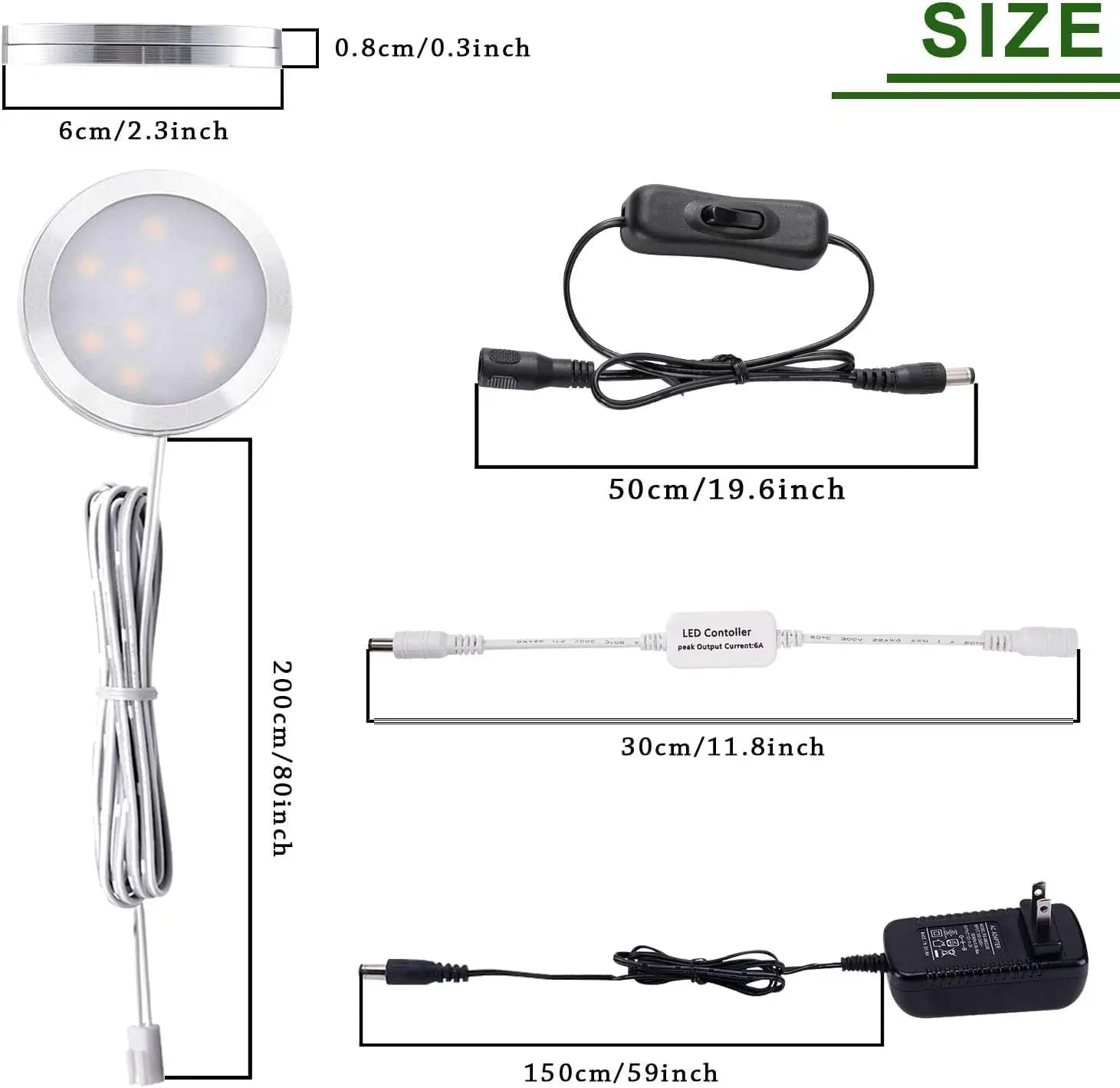 4 Pack LED Puck Lights with Remote, Under Cabinet Kitchen Lights Plug in, Dimmable Under Counter Light Fixtures