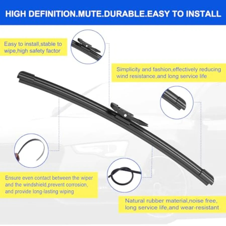 26+26 Windshield Wiper Blades with 14 Rear Wiper Blade Set Replacement for 20062015 Audi Q7 HighPerformance Rain Repellent and