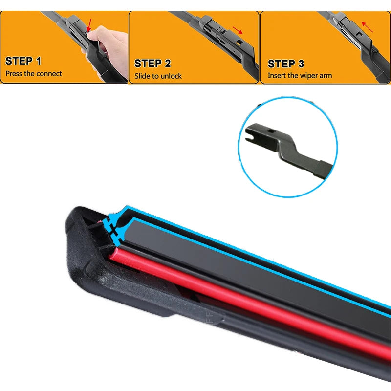 Car Windshield Wiper blades Universal Soft Double layer Rubber Frameless Bracketless car wipers 14" 16" 19" 20" 21" 22" 24"26"