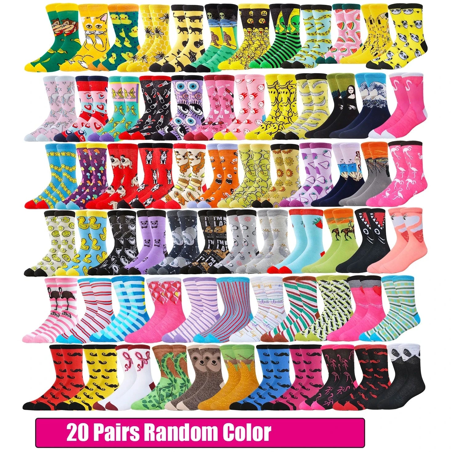 10/20/30Pairs random color happy socks men women crew socks novelty funny  street fashion animal  designer Shopifynow