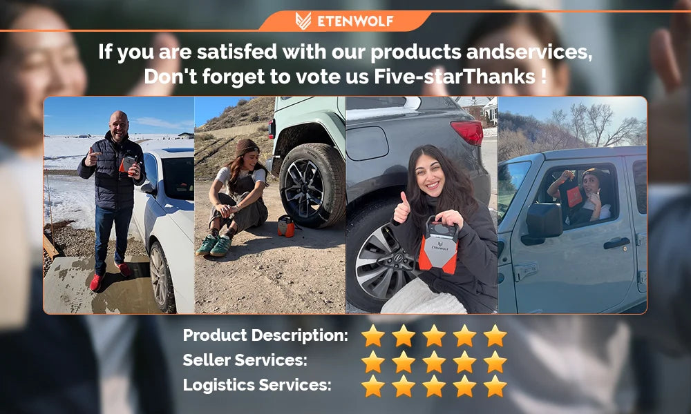 ETENWOLF ZEPHYR S3C Portable Air Compressor 100% Duty Cycle Car Tire Inflator 7800mAh for Cars, Motorcycles, Bicycles Balls