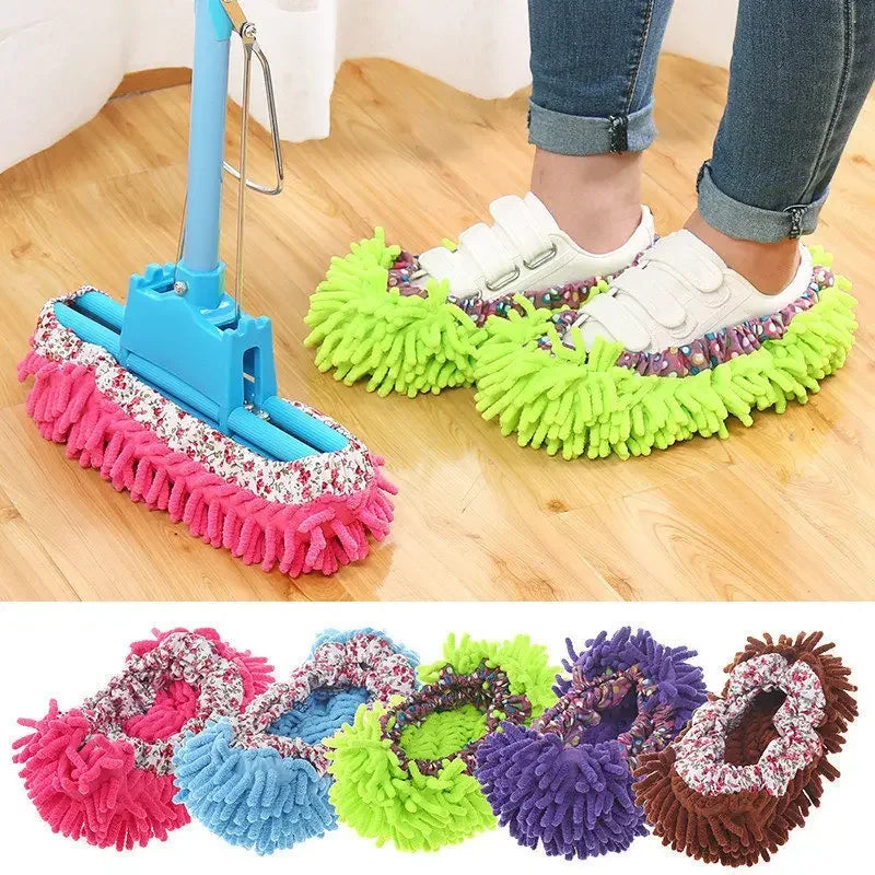 2pcs Bathroom Household Floor Cleaning Mop Cleaner Slippers Lazy Shoe Cover Microfiber Dust Cloth Mopping Shoes Floor Cleaning Shopifynow
