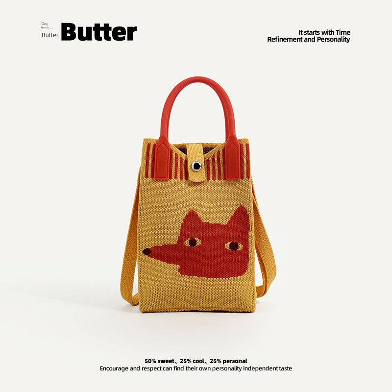 Butter Korean Style New Arrival Florals Cute Knitted Bag Versatile Handheld Mini Shoulder Adjustable Messenger Bag Coin Purse Shopifynow