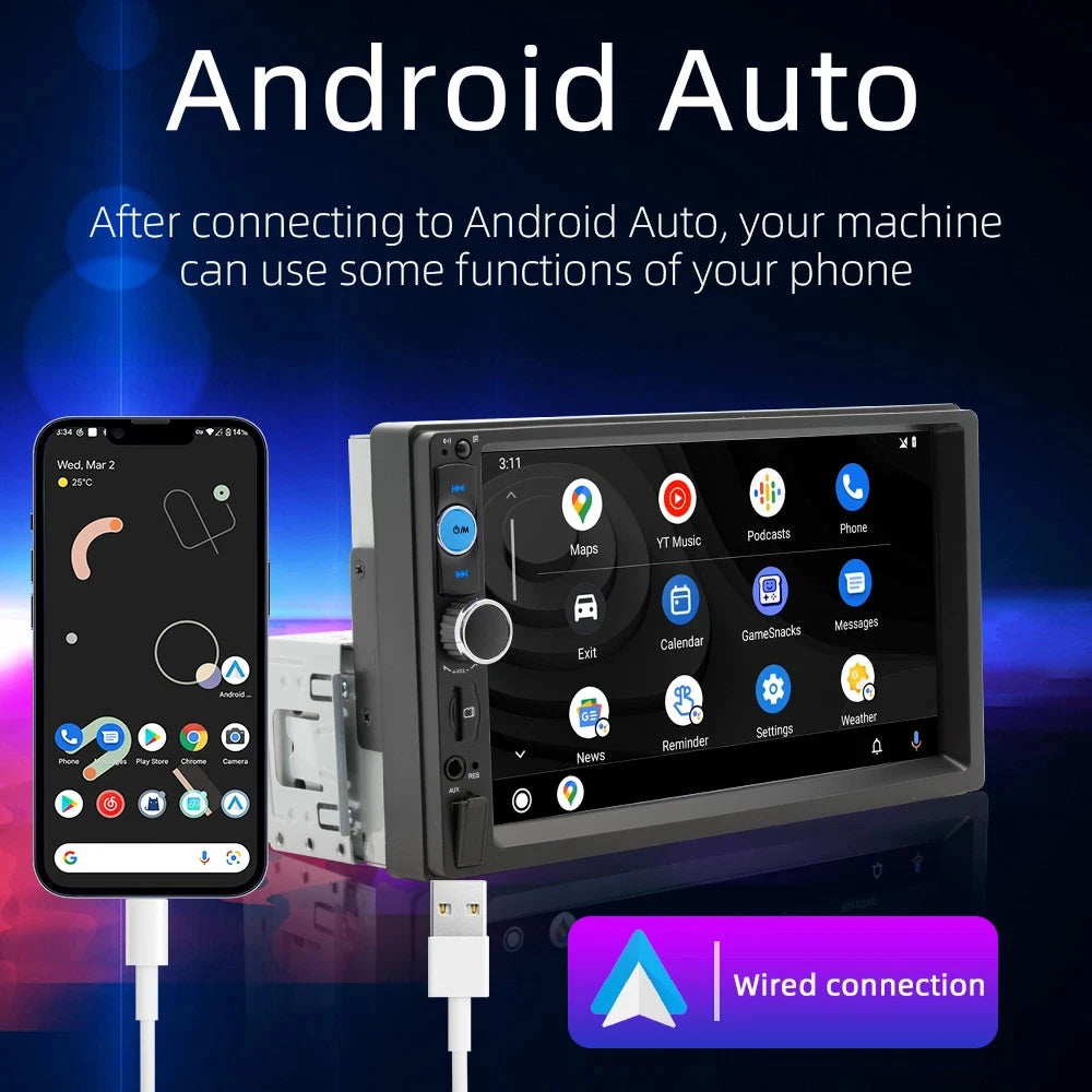 7inch Quality Single 1Din Touch Screen Car Stereo Radio With Handle Remote Control Camera For Apple/Android CarPlay Bluetooth Shopifynow