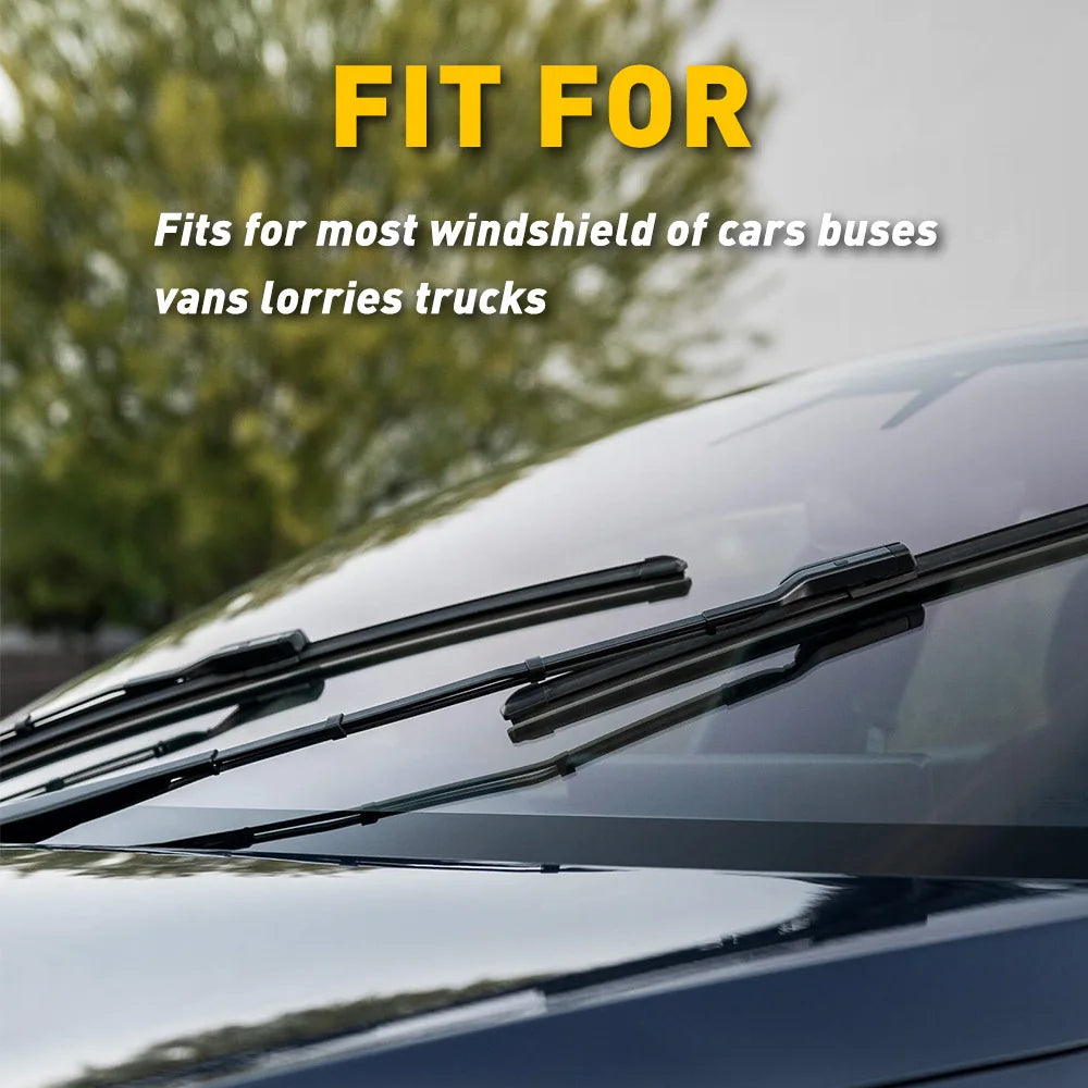 4Pcs 28" Car Bus Rubber Universal Frameless Windshield Wiper Blade Refill Black Silica Gel For Windshield Of Cars Buses Vans