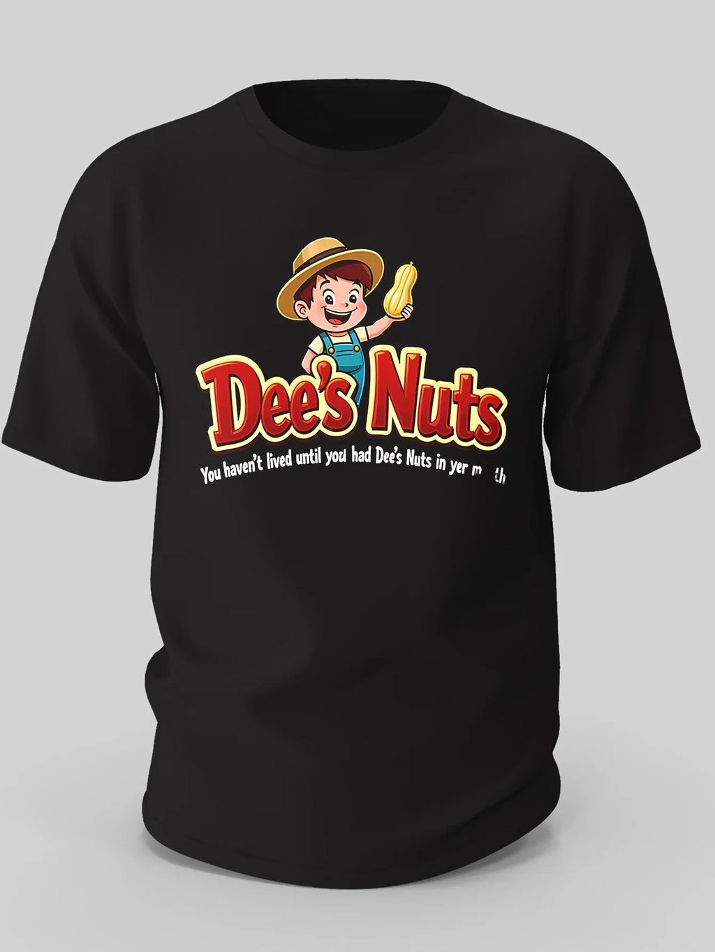 Dees Nuts Men's 200g 100% Cotton Crew Neck T-Shirt - Humorous Graphic Print Casual Tee, Regular Fit All-Season Shopifynow