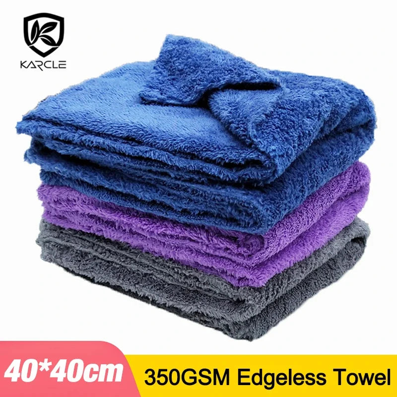 3/5/10pcs Car Wash Microfiber Towel Cleaning Drying Car Polishing Cloth Soft Edgeless Car Detailing Waxing Towel 40X40CM 350GSM Shopifynow