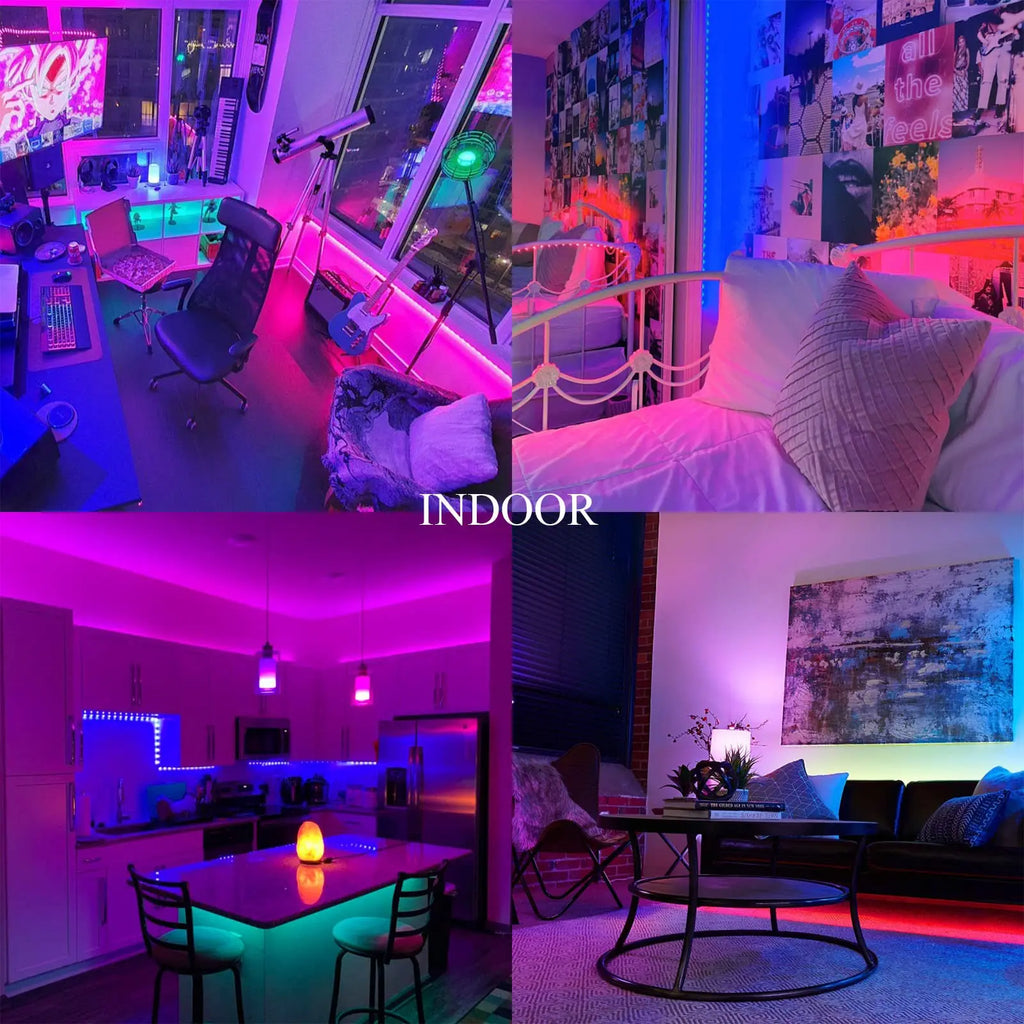100ft led Strip Lights  Tape Lights with Remote Bluetooth Smart App 5050 RGB Color Changing Strip Lighting Bedroom Kitging Decor Shopifynow