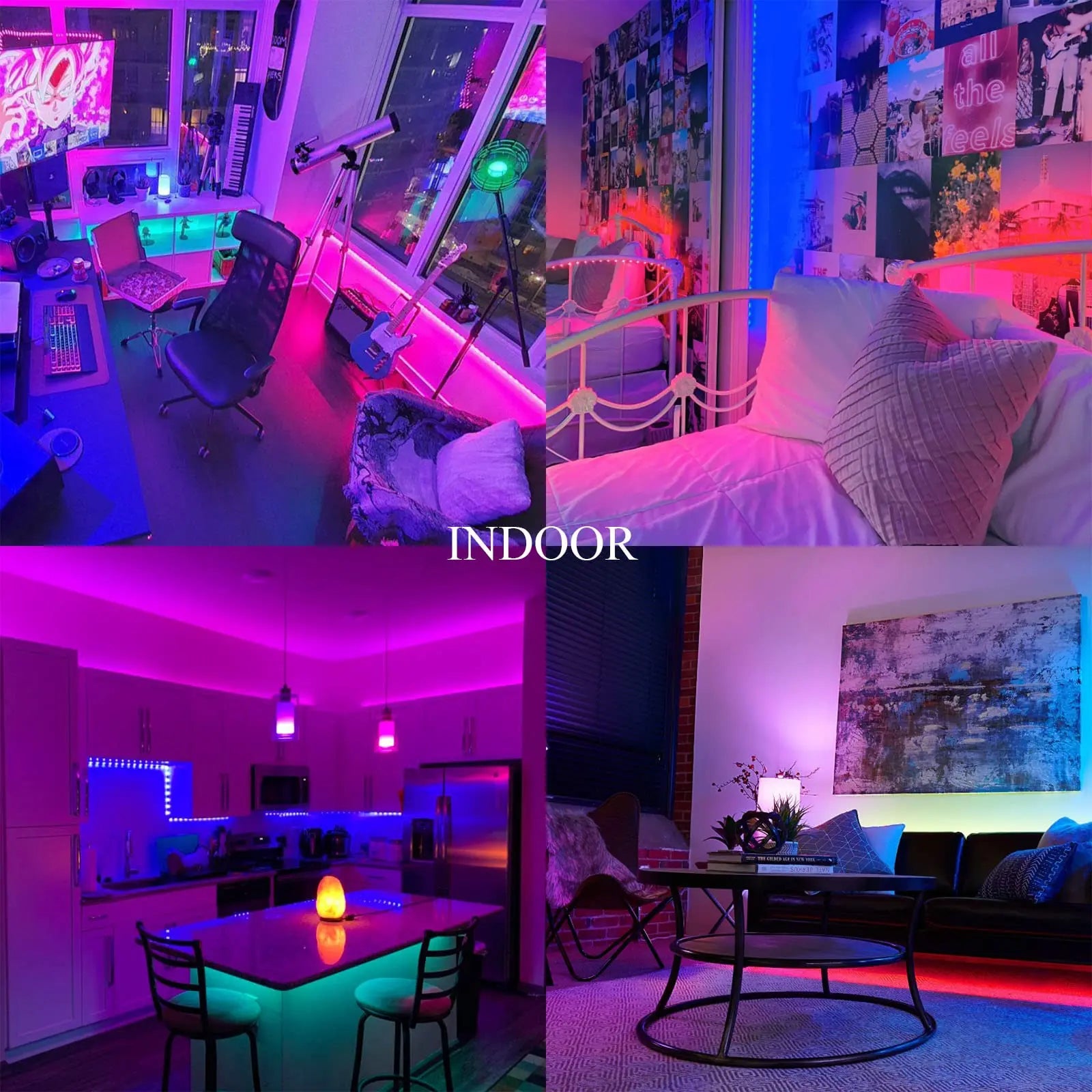 100ft led Strip Lights  Tape Lights with Remote Bluetooth Smart App 5050 RGB Color Changing Strip Lighting Bedroom Kitging Decor Shopifynow