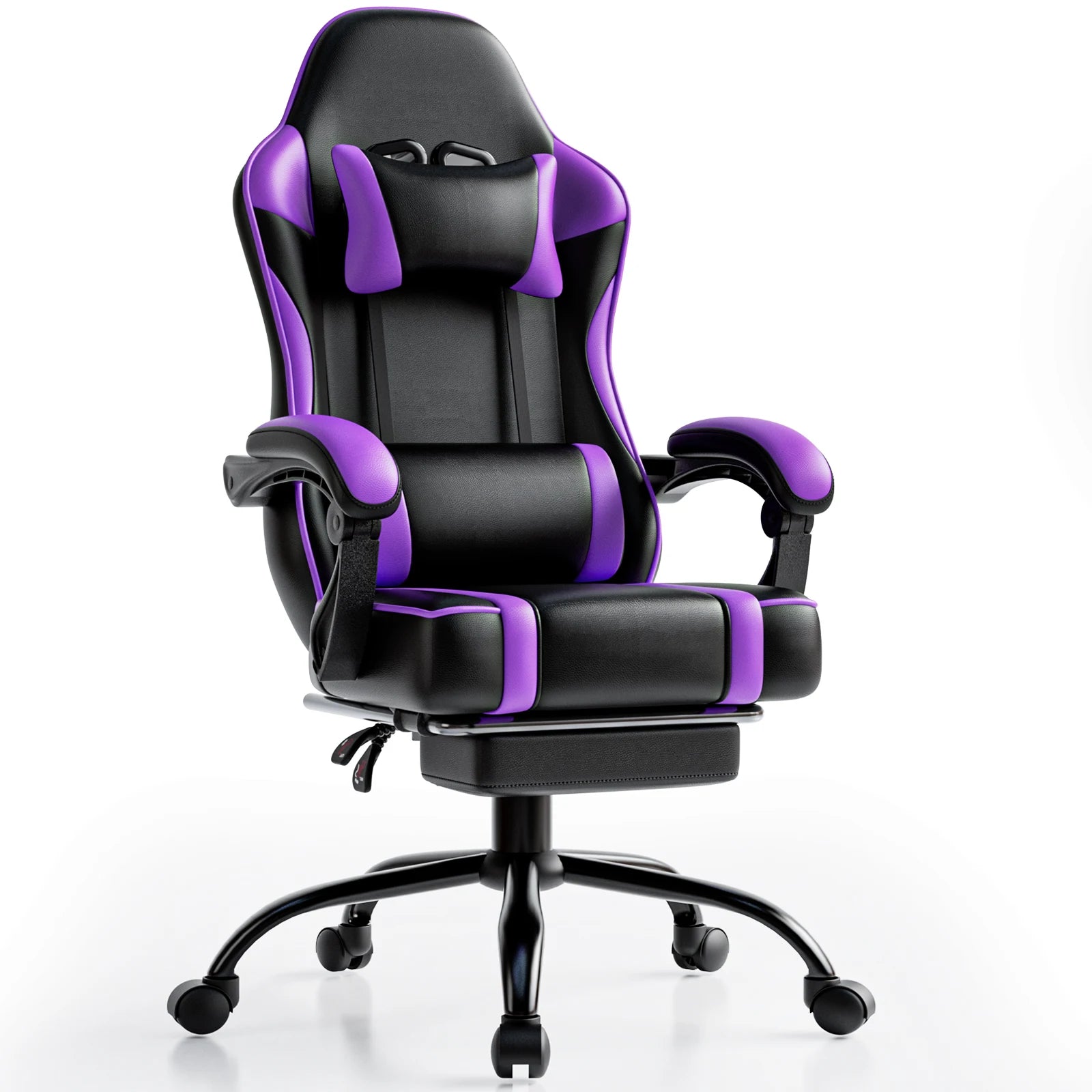 Gaming Chair with Footrest, PU Leather Video Game Chairs for Adults, Reclining Gamer Chair Office Desk Chair - Shopifynow