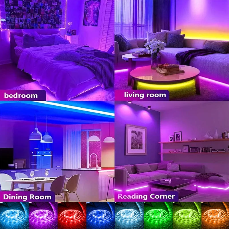 LED Strip Lights RGB 5050 LED Strips Bluetooth APP Control Color Changing DC 12V 30LEDS/M Per Meter For Bedroom Room Kitchen Bar Shopifynow