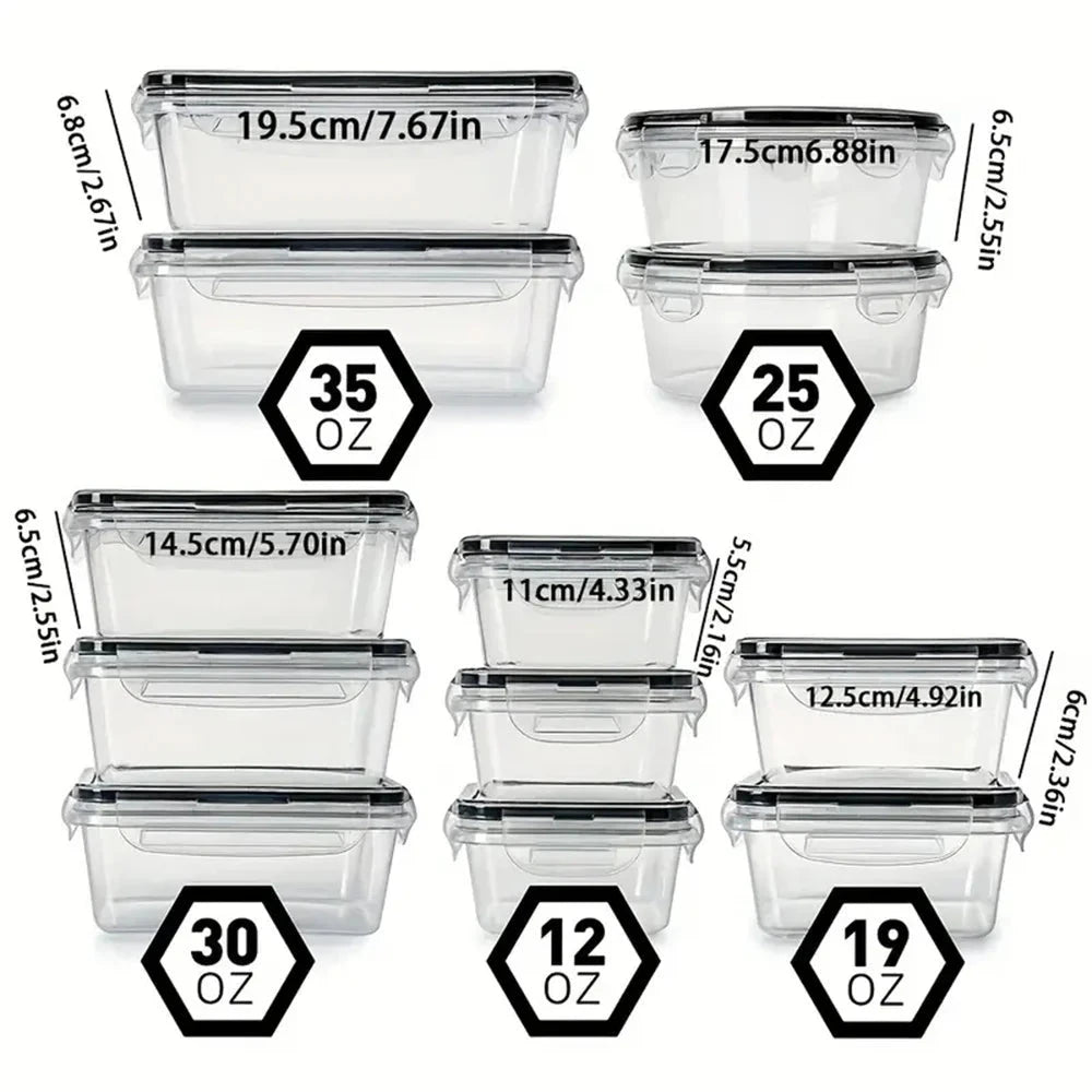 12pcs-set Food Airtight containers Lunch Boxes Set, Microwave safe BPA Free Food Grade PP Plastic Container Shopifynow