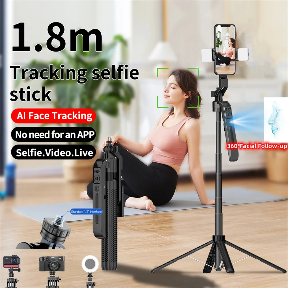 FANGTUOSI New Tripod Gimbal Stabilizer for Smartphone Camera, Tripods Stand Bluetooth Selfie Stick brackets AI Follow-Up Holder - Shopifynow