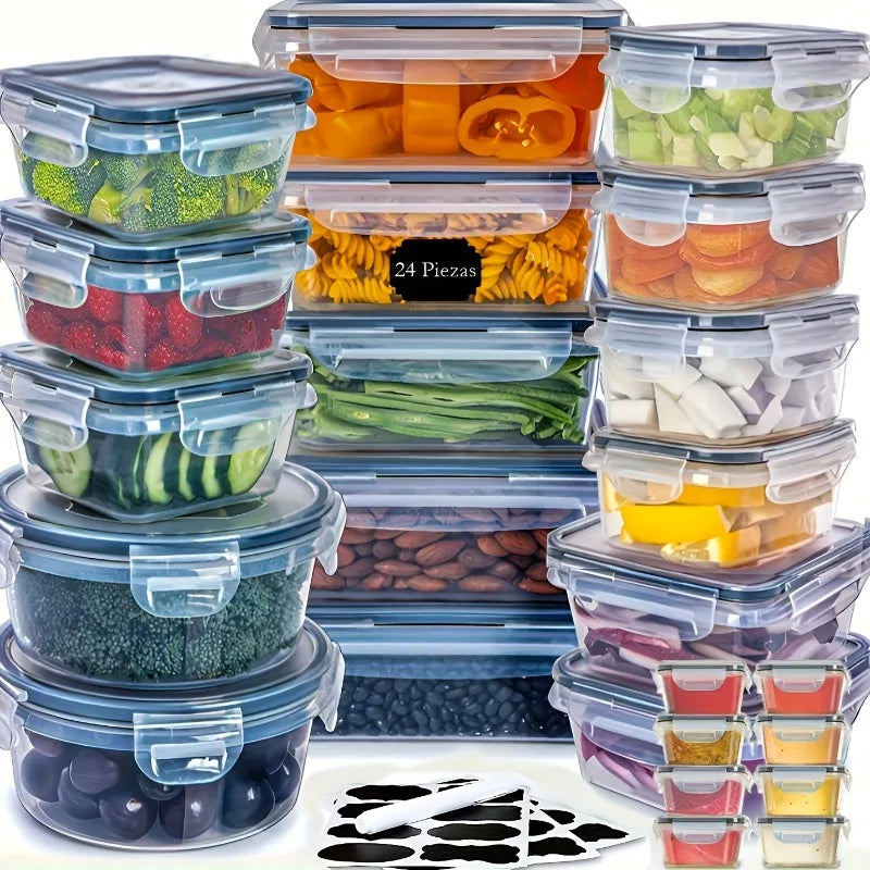 48Pcs BPA-Free Food Storage Set - 24 Airtight Containers & Lids with Labels for Pantry, Travel, Kitchen Organization Shopifynow
