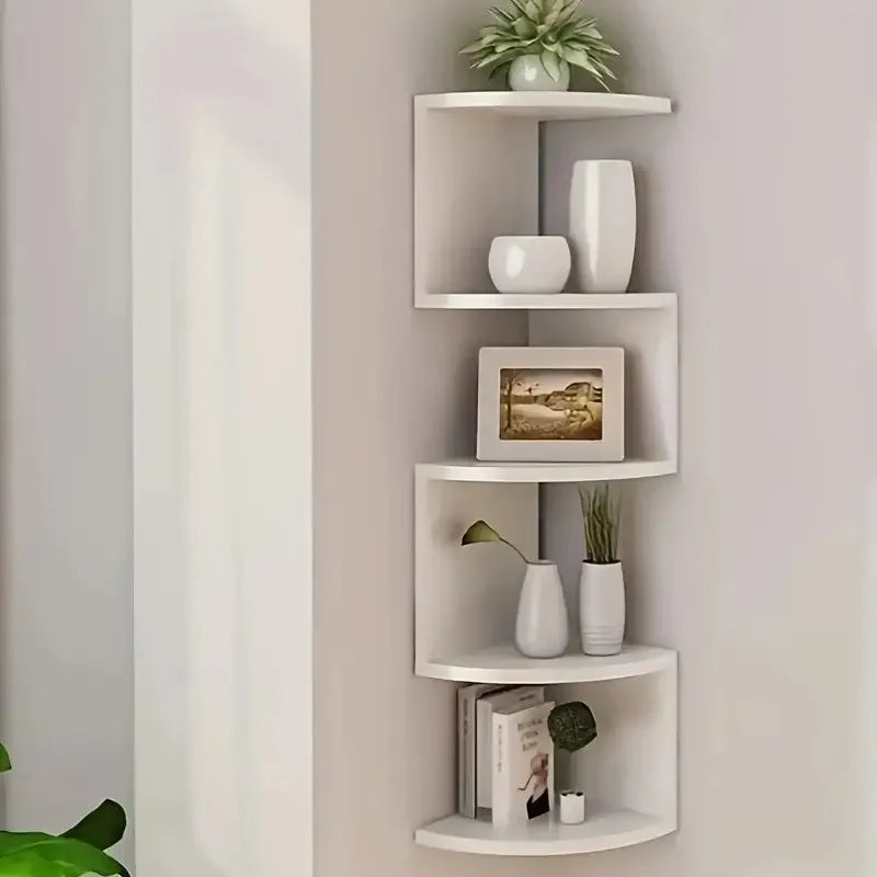5-Tier Corner Shelf - Space Saving Wall Mount Organizer for Bathroom, Kitchen, Office & More, White Shopifynow
