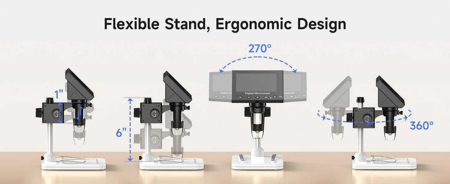 Hayve DM4 Digital Microscope with 4.3 inch IPS Screen 1000X Coin Microscope with 8 LEDs, Compatible with Windows 8GB including Shopifynow