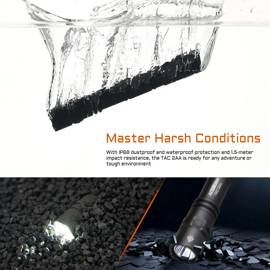 ACEBEAM TAC 2AA LED flashlight 1600 lumen 181 meters portable EDC flashlight USB-C rechargeable battery double buttons torch - Shopifynow