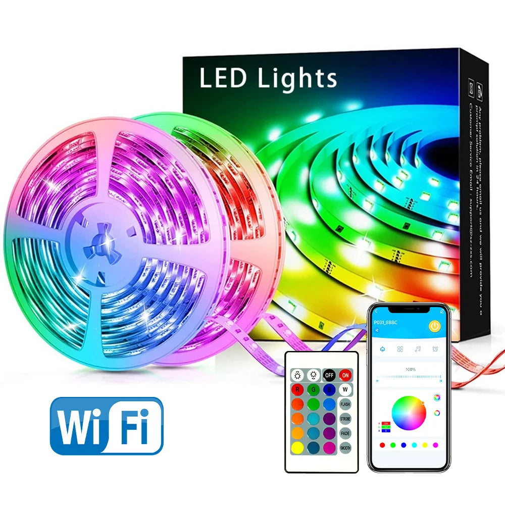 100FT WIFI LED strip lights, music synchronization RGB LED light, with remote control and application. Shopifynow