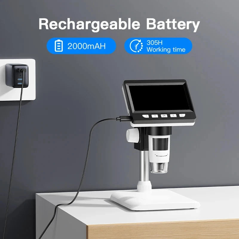 Digital Microscope 4.3" IPS USB Coin Microscope 1000X Magnification 2MP Ultra-Precise Focusing Soldering Microscopes for Repair Shopifynow