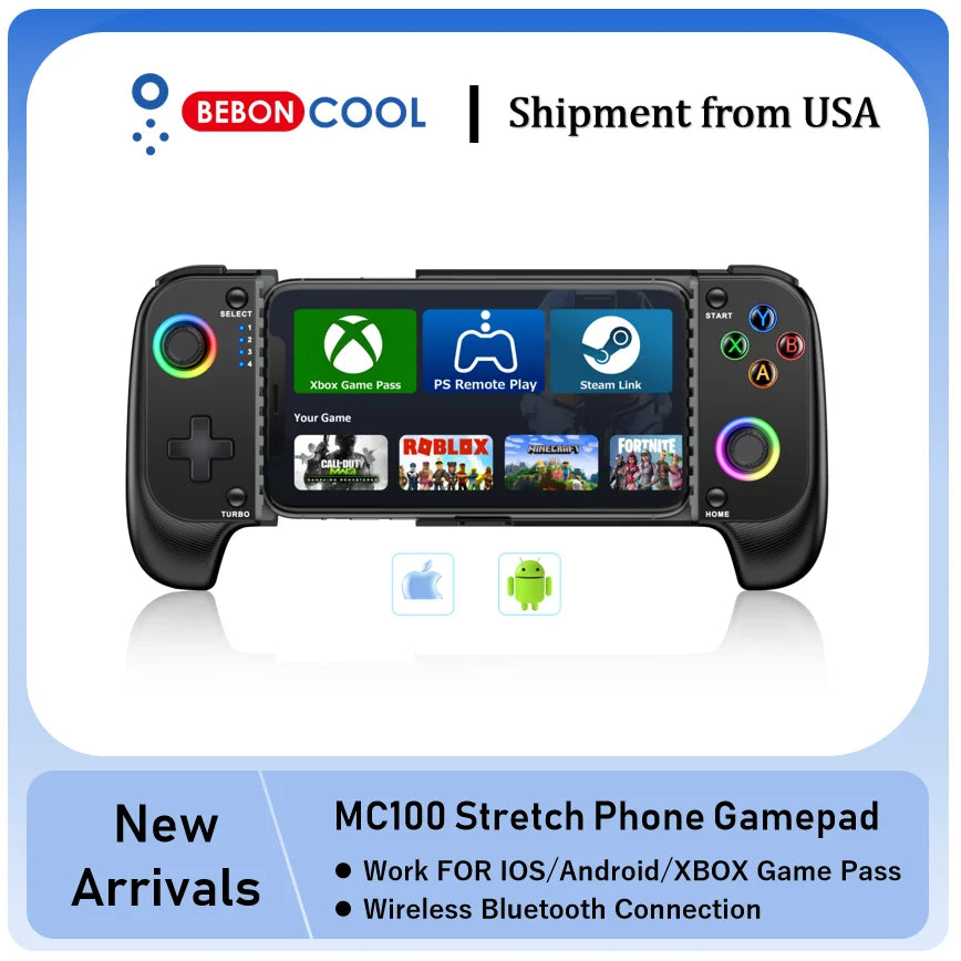 BEBONCOOL MC100 Gamepad Telescopic For Apple IOS Android PUBG COD Stretch Wireless Bluetooth Phone Game Controller Joystick Shopifynow