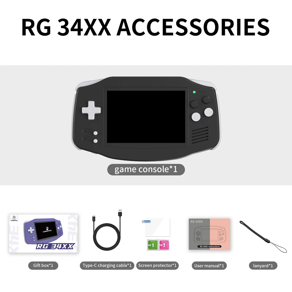 ANBERNIC RG34XX 64Bit Retro Handheld Game Player 3.4-inch IPS Screen HD-Support TV Portable Game Console 3500mAh streaming Gift - Shopifynow