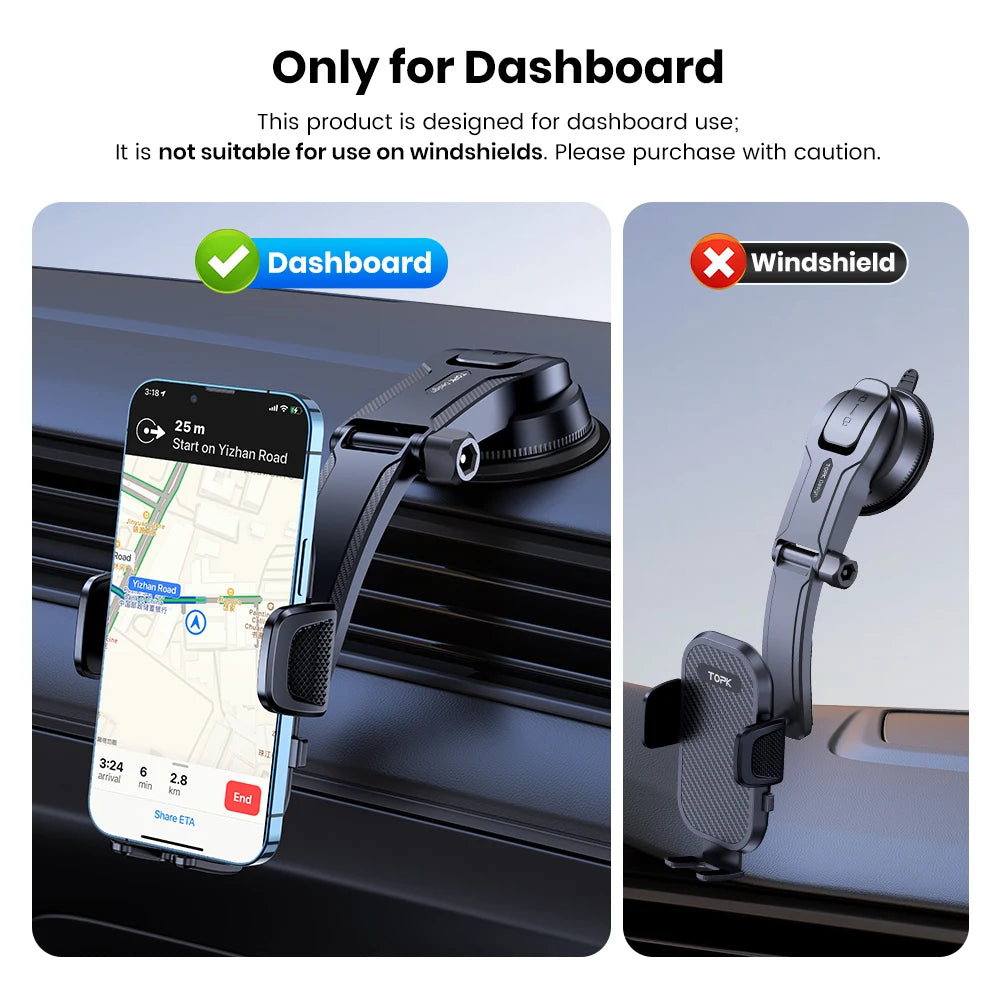 TOPK Car Phone Holder Stand Gravity Dashboard Phone Holder Mobile Phone Support Universal For iPhone 13 12 11 Xiaomi Samsung - Shopifynow