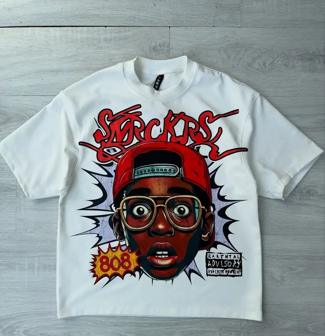 Y2k Harajuku Streetwear Men and Women Short Sleeved Fashion New Cartoon Print Design Shirt Retro Hip-hop Trend Oversized T-shirt Shopifynow