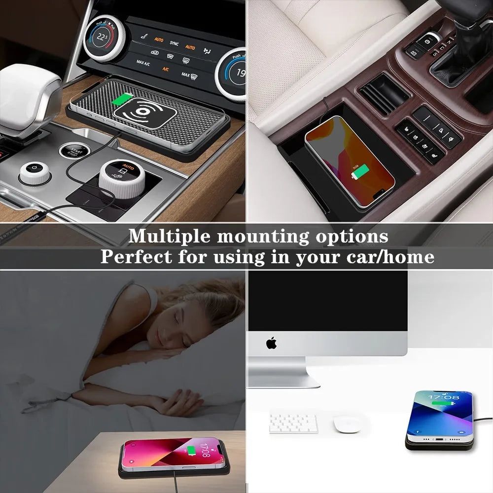 Car Wireless Charger for Iphone 16 15 15 Pro Max 14 13 12 X Samsung S24 S23 Wireless Car Charger Silicone Pad Stand Fast Charger - Shopifynow
