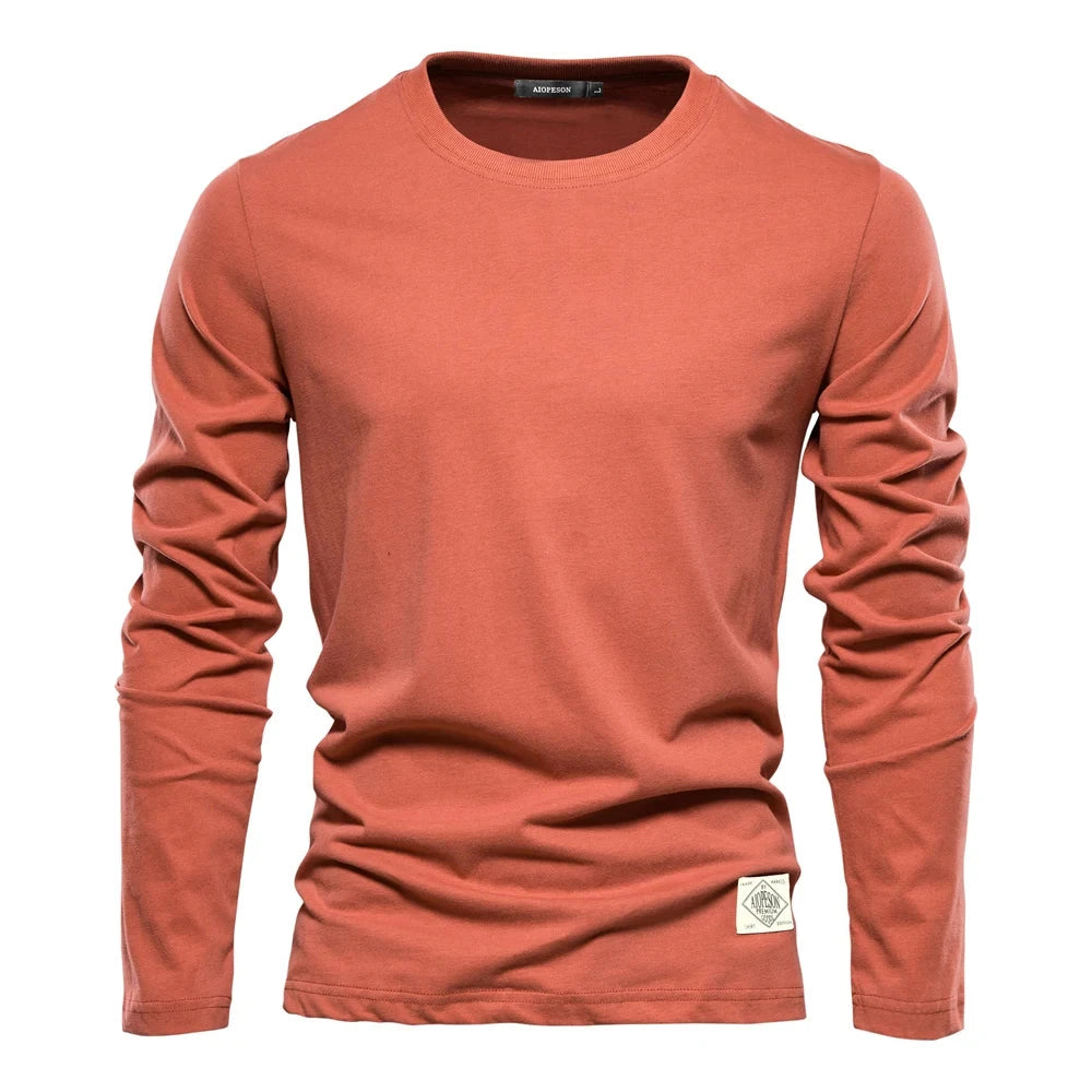 100% Cotton Long Sleeve T Shirt For Men Solid Spring Casual Mens T-shirts High Quality Male Tops Classic Clothes Men's T-shirts Shopifynow