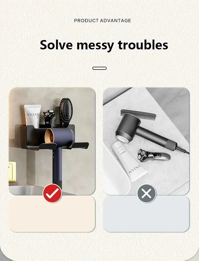 Hair Dryer Holder Wall Dryer Cradle Straightener Stand Hairdryer Organizer Box Toilet Blower Holder Shelf Bathroom Accessories Shopifynow