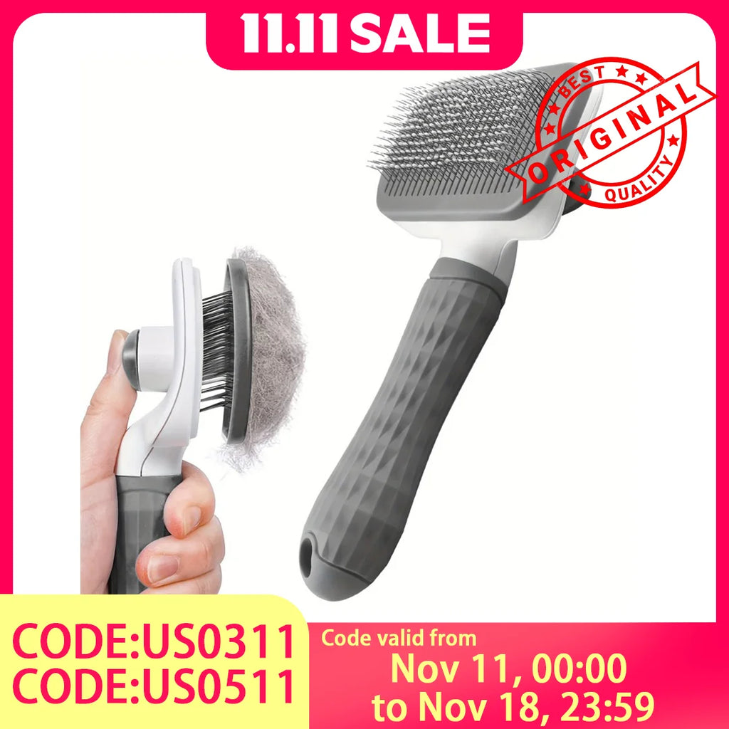 2-in-1 Pet Grooming Brush - Massaging Deshedder with Easy Cleanup Shopifynow