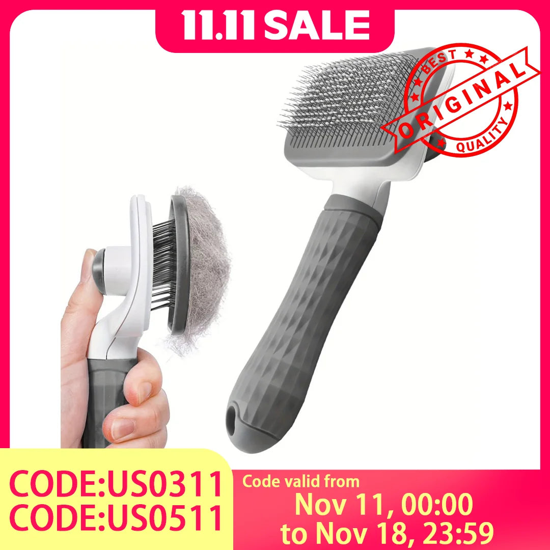 2-in-1 Pet Grooming Brush - Massaging Deshedder with Easy Cleanup Shopifynow