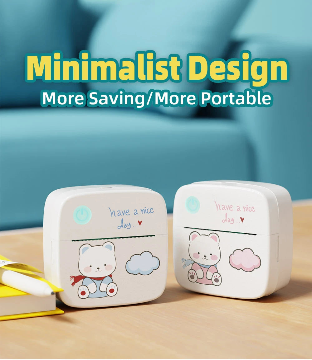 1200mAh Mini Printers Wireless Bluetooth Label Maker Printer 57mm Thermal Stickers Printer For School Home Text Photo Printing Shopifynow