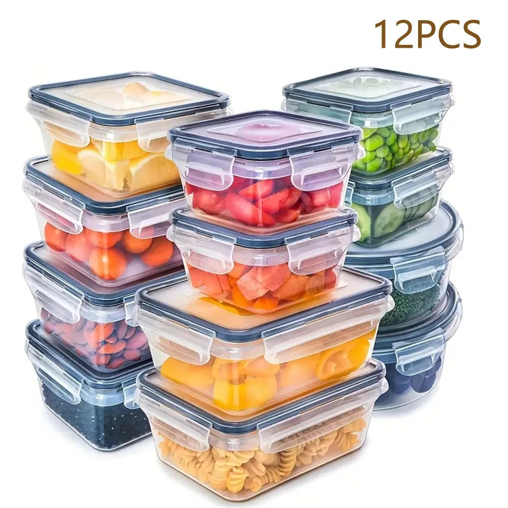 12pcs-set Food Airtight containers Lunch Boxes Set, Microwave safe BPA Free Food Grade PP Plastic Container Shopifynow