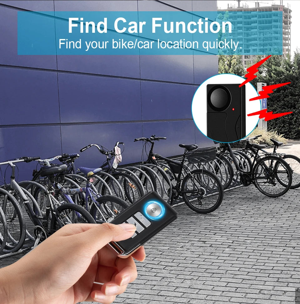 Awapow Wireless Vibration Bike Alarm With Remote Control Anti-Theft Alarm 110dB Loud Bike Door Window Alarm Home Safety System - Shopifynow